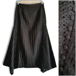 C/MEO / Collective Silver Bells Woven Texture Midi Length Skirt Black Sz M